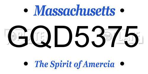 GQD5375 Massachusetts License Plate