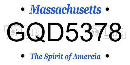 GQD5378 Massachusetts License Plate