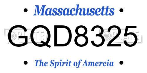 GQD8325 Massachusetts License Plate