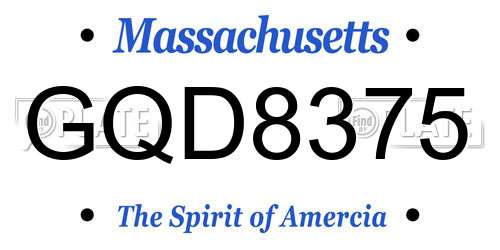 GQD8375 Massachusetts License Plate