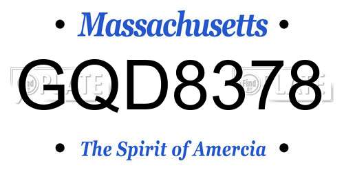 GQD8378 Massachusetts License Plate