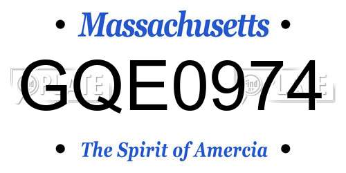 GQE0974 Massachusetts License Plate