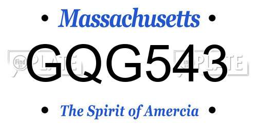 GQG543 Massachusetts License Plate