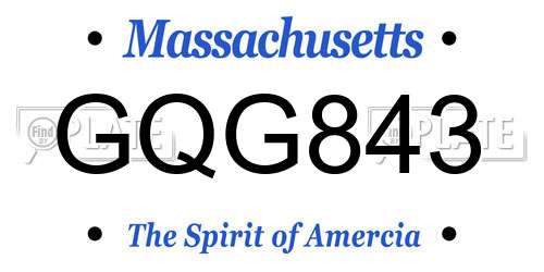 GQG843 Massachusetts License Plate
