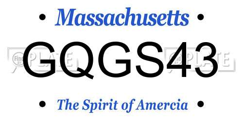 GQGS43 Massachusetts License Plate