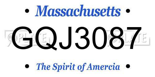 GQJ3087 Massachusetts License Plate