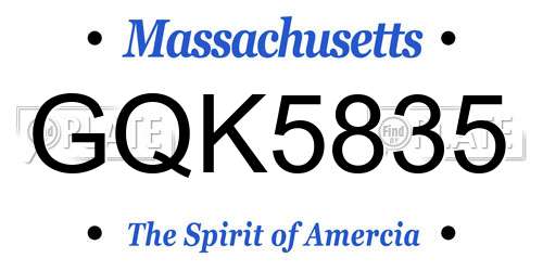 GQK5835 Massachusetts License Plate