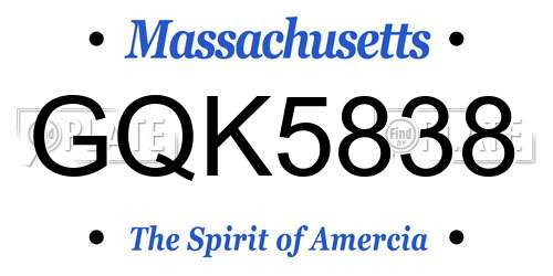 GQK5838 Massachusetts License Plate