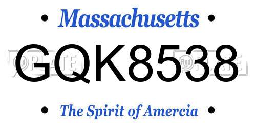 GQK8538 Massachusetts License Plate