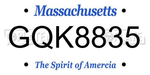 GQK8835 Massachusetts License Plate
