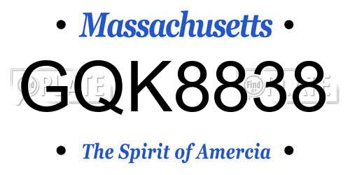 GQK8838 Massachusetts License Plate