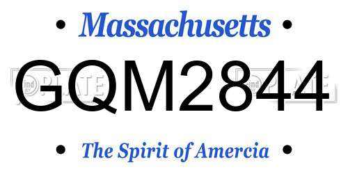 GQM2844 Massachusetts License Plate