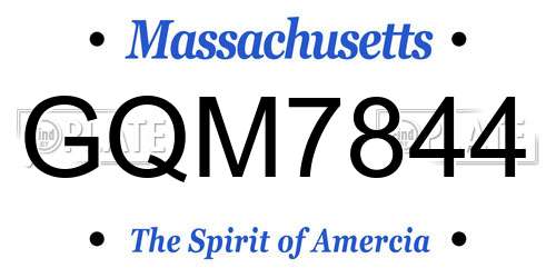 GQM7844 Massachusetts License Plate