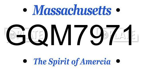 GQM7971 Massachusetts License Plate