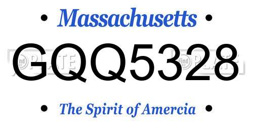 GQQ5328 Massachusetts License Plate