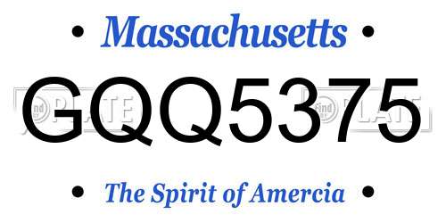 GQQ5375 Massachusetts License Plate