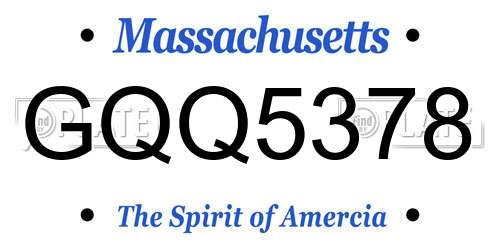 GQQ5378 Massachusetts License Plate