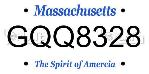 GQQ8328 Massachusetts License Plate