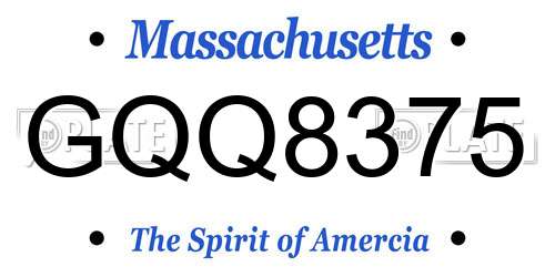 GQQ8375 Massachusetts License Plate