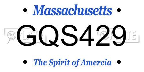 GQS429 Massachusetts License Plate