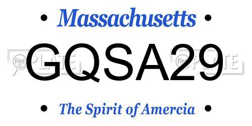GQSA29 Massachusetts License Plate