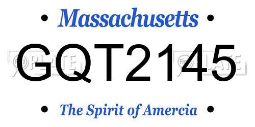 GQT2145 Massachusetts License Plate
