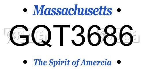 GQT3686 Massachusetts License Plate