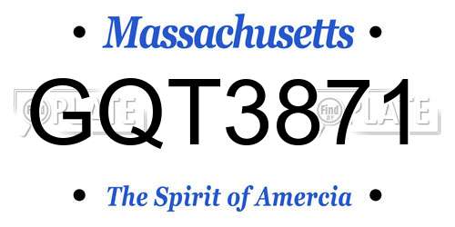 GQT3871 Massachusetts License Plate