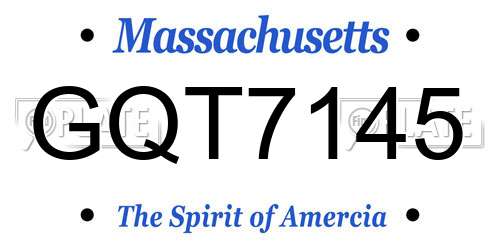 GQT7145 Massachusetts License Plate