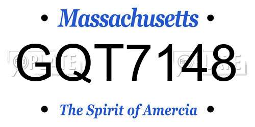 GQT7148 Massachusetts License Plate