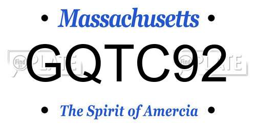GQTC92 Massachusetts License Plate