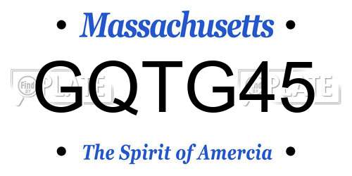 GQTG45 Massachusetts License Plate