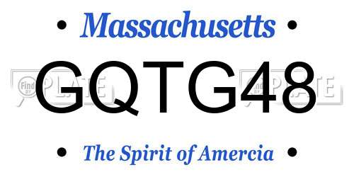 GQTG48 Massachusetts License Plate