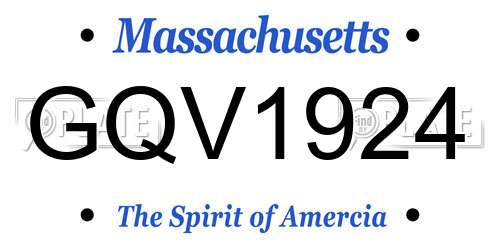 GQV1924 Massachusetts License Plate