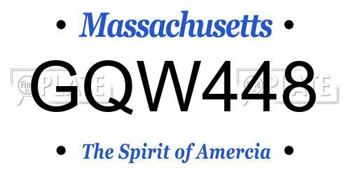GQW448 Massachusetts License Plate