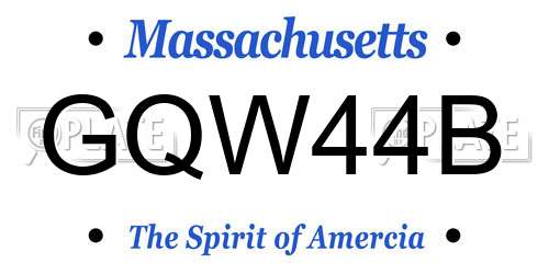 GQW44B Massachusetts License Plate