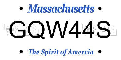 GQW44S Massachusetts License Plate