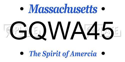 GQWA45 Massachusetts License Plate