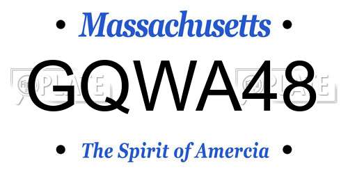 GQWA48 Massachusetts License Plate