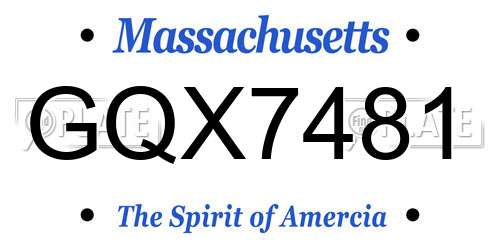 GQX7481 Massachusetts License Plate