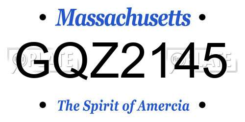 GQZ2145 Massachusetts License Plate