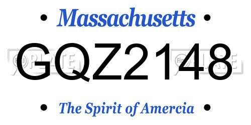 GQZ2148 Massachusetts License Plate
