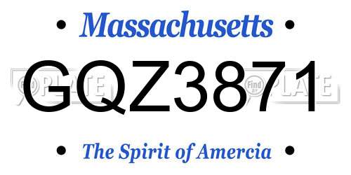 GQZ3871 Massachusetts License Plate