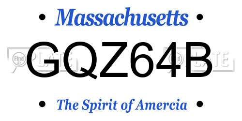 GQZ64B Massachusetts License Plate