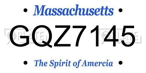 GQZ7145 Massachusetts License Plate