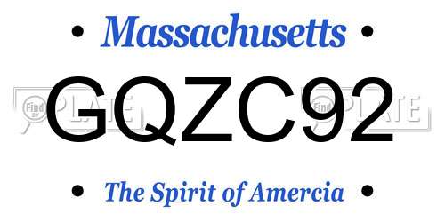 GQZC92 Massachusetts License Plate