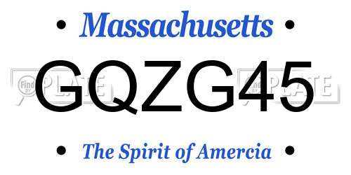 GQZG45 Massachusetts License Plate