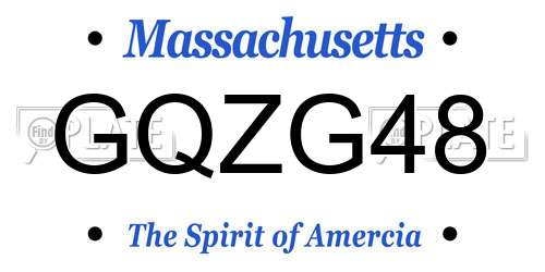 GQZG48 Massachusetts License Plate