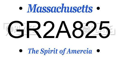 GR2A825 Massachusetts License Plate