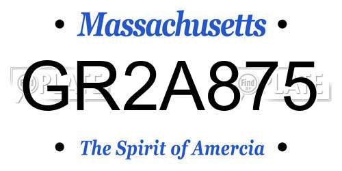 GR2A875 Massachusetts License Plate